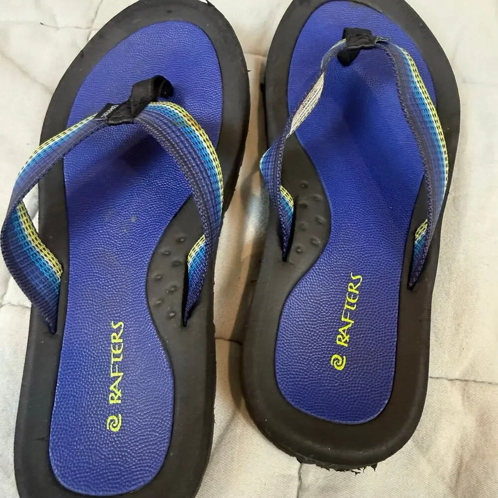 Rafters Blue Flip Flops Youth Big Kid 2 Boys Girls Summer Sandals Thongs